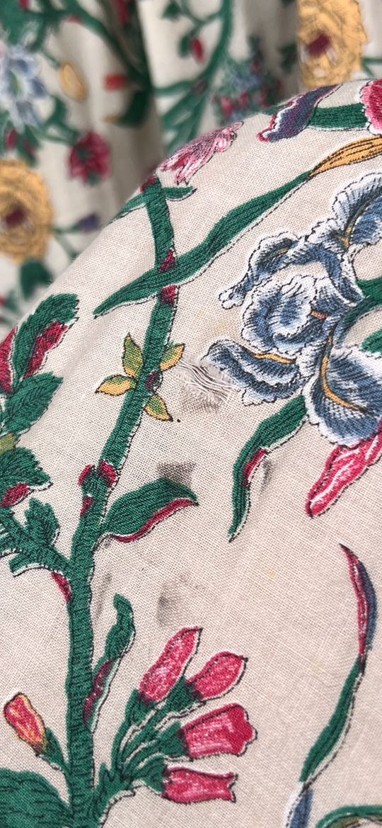 70s Vintage Pink Green Floral Cotton Prairie Skirt