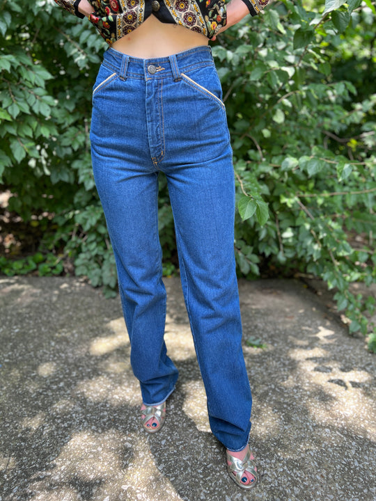70s Dark Wash Denim Vintage Jeans, Organically Grown, Arpeja