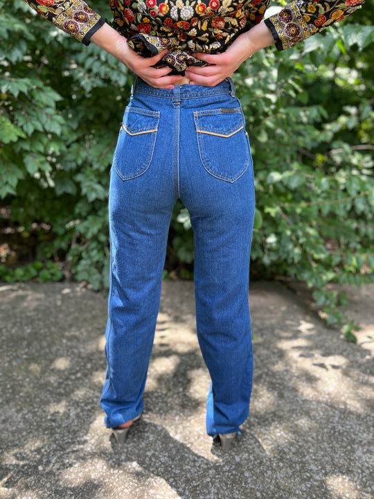 70s Dark Wash Denim Vintage Jeans, Organically Grown, Arpeja