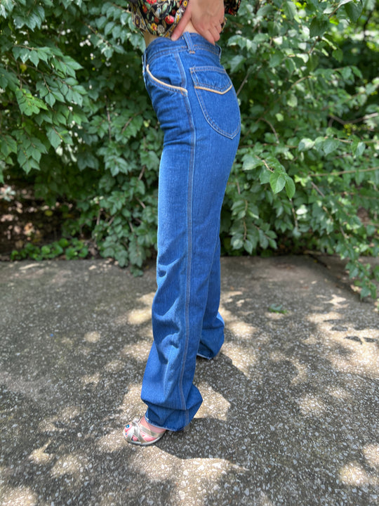 70s Dark Wash Denim Vintage Jeans, Organically Grown, Arpeja