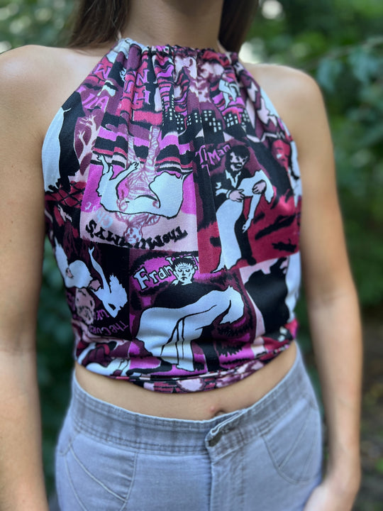 Nylon Horror Movie Print Halter Top