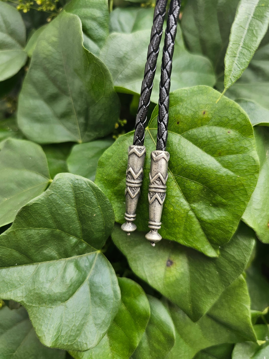 Black Leather Bolo Tie, End of the Trail