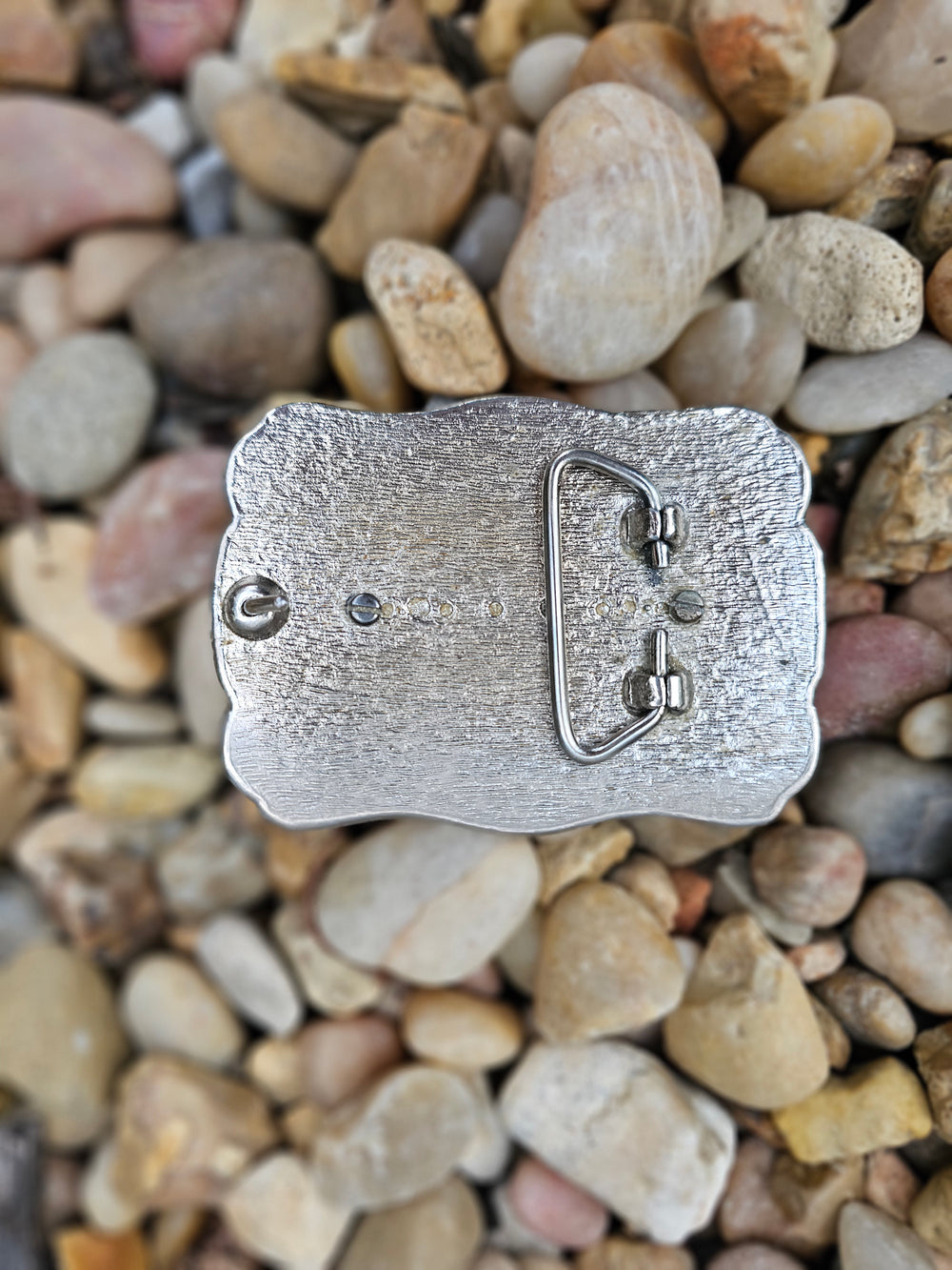 Vintage Belt Buckle: Ivory Colored Oval Stone