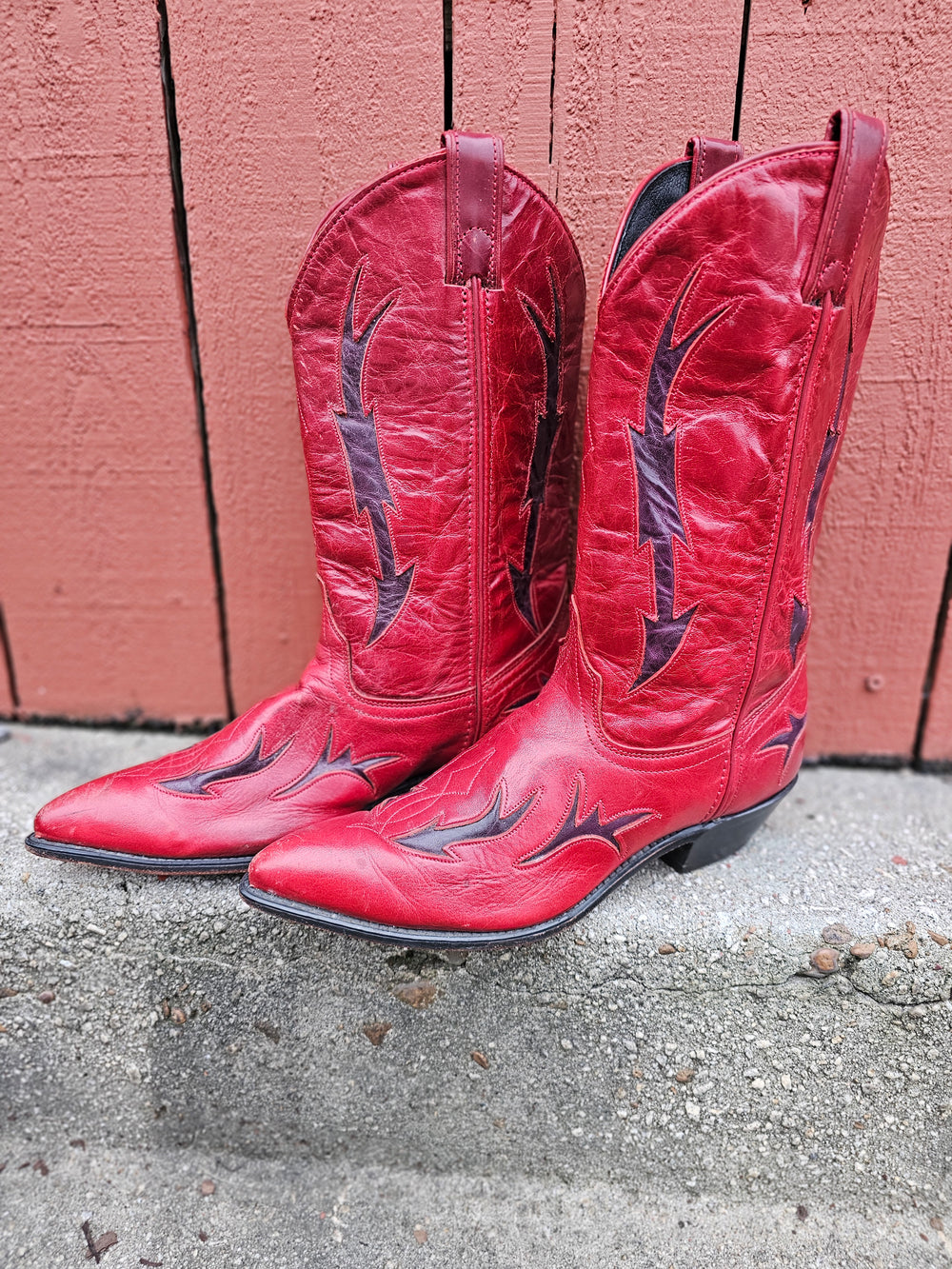 Women's Red Purple Leather Vintage Western Boots, Code West 10M