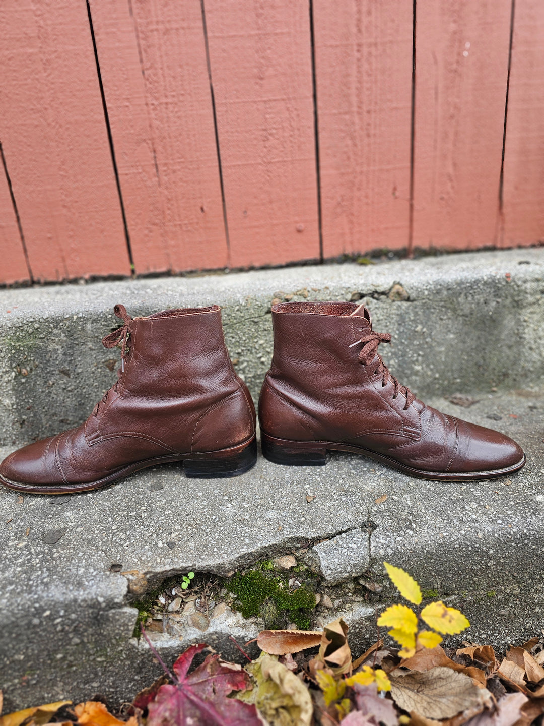 Vintage Brown Leather Lace Up Ankle Boots Size 10C