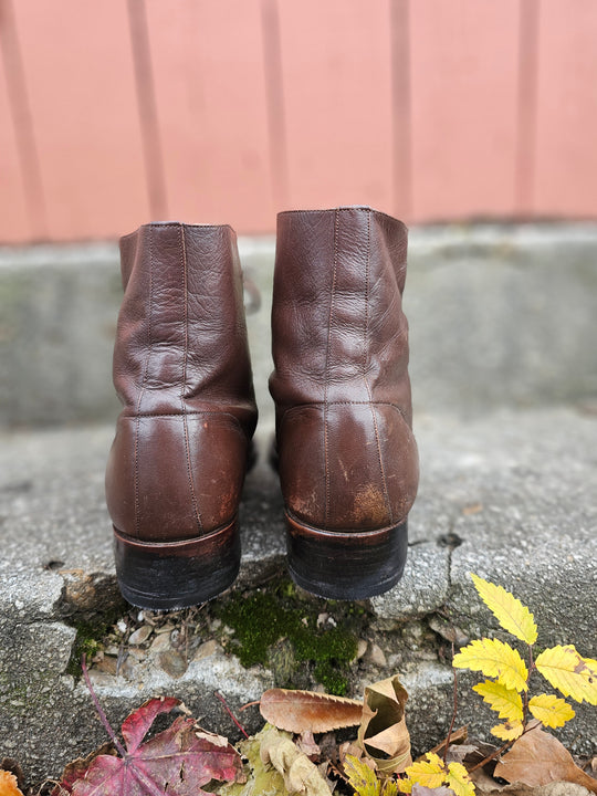 Vintage Brown Leather Lace Up Ankle Boots Size 10C