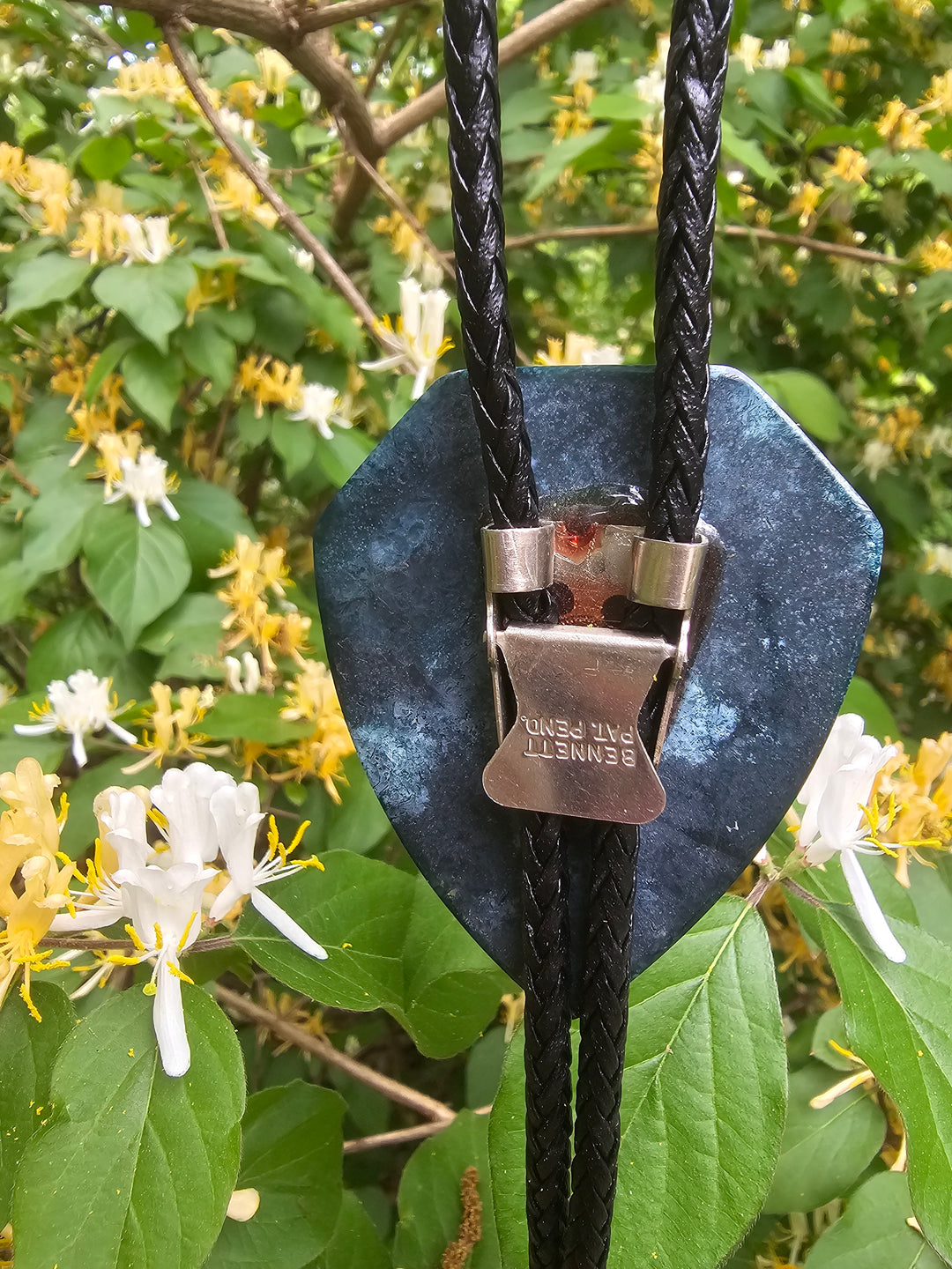 Black Bolo Tie, Nephrite Jade Slide