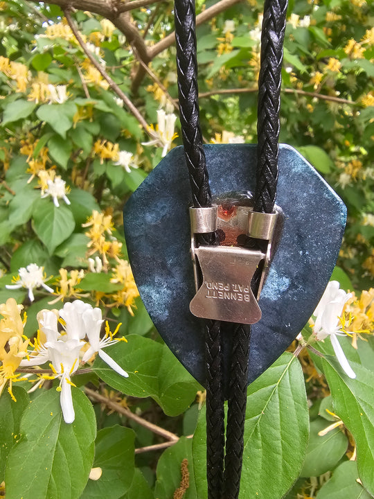 Black Bolo Tie, Nephrite Jade Slide