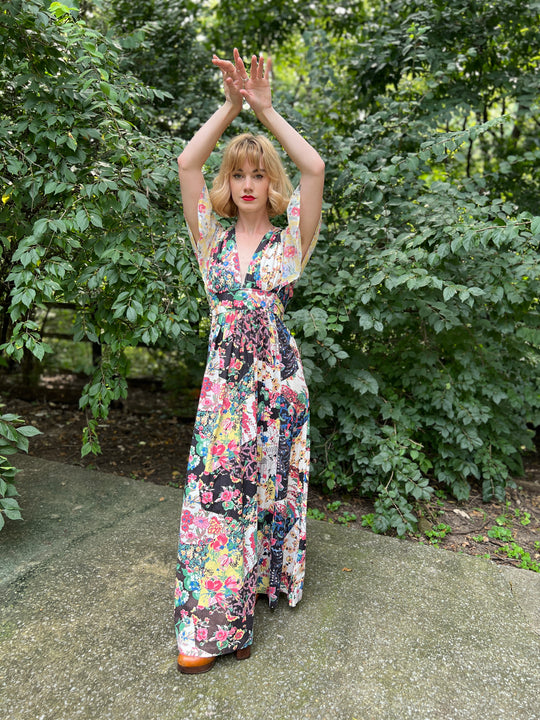 70s Floral Cotton Patchwork Maxi Dress, Mr. Vito Miami