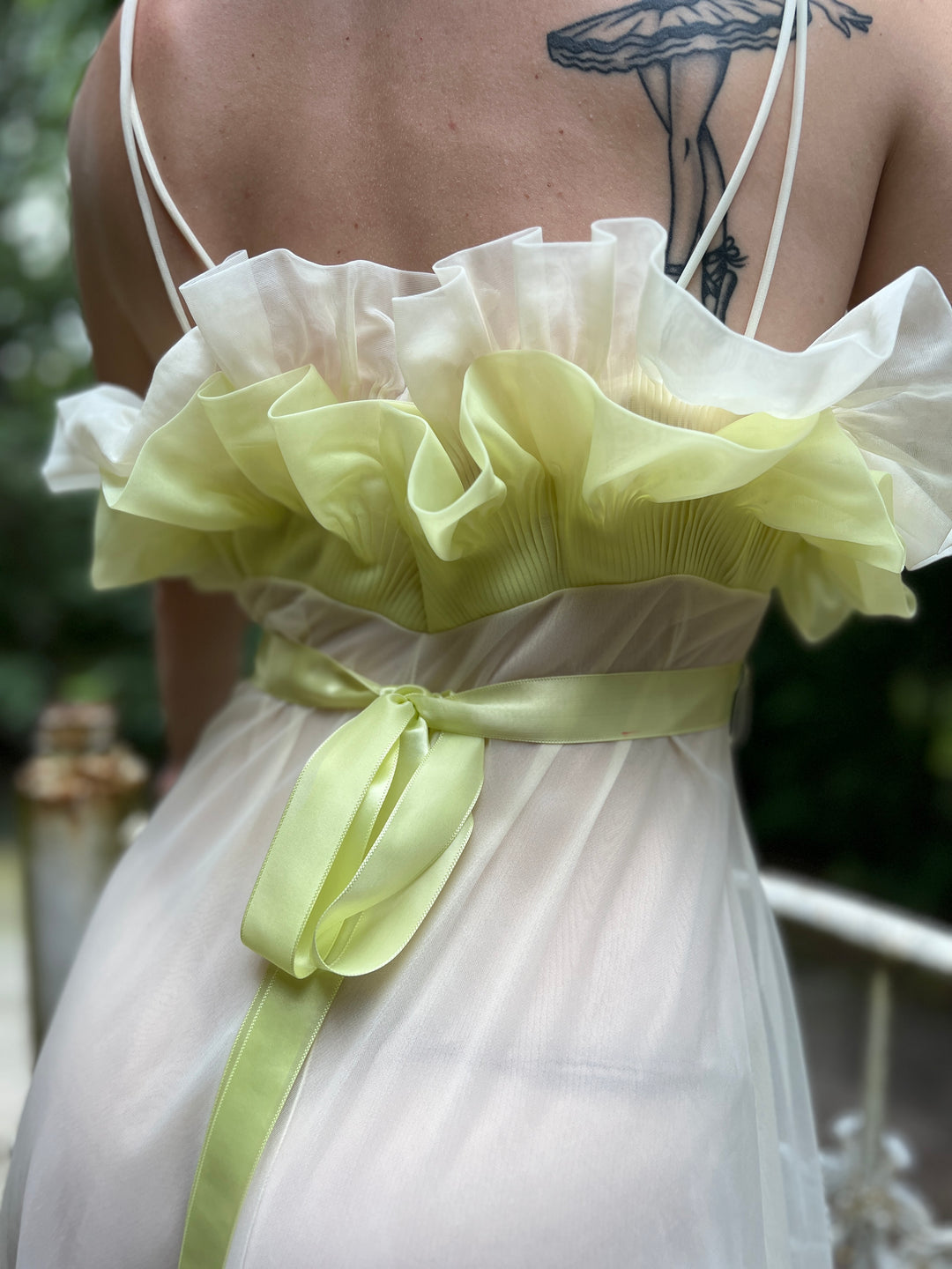 60s Ivory Yellow Nylon Chiffon Dress Nightgown