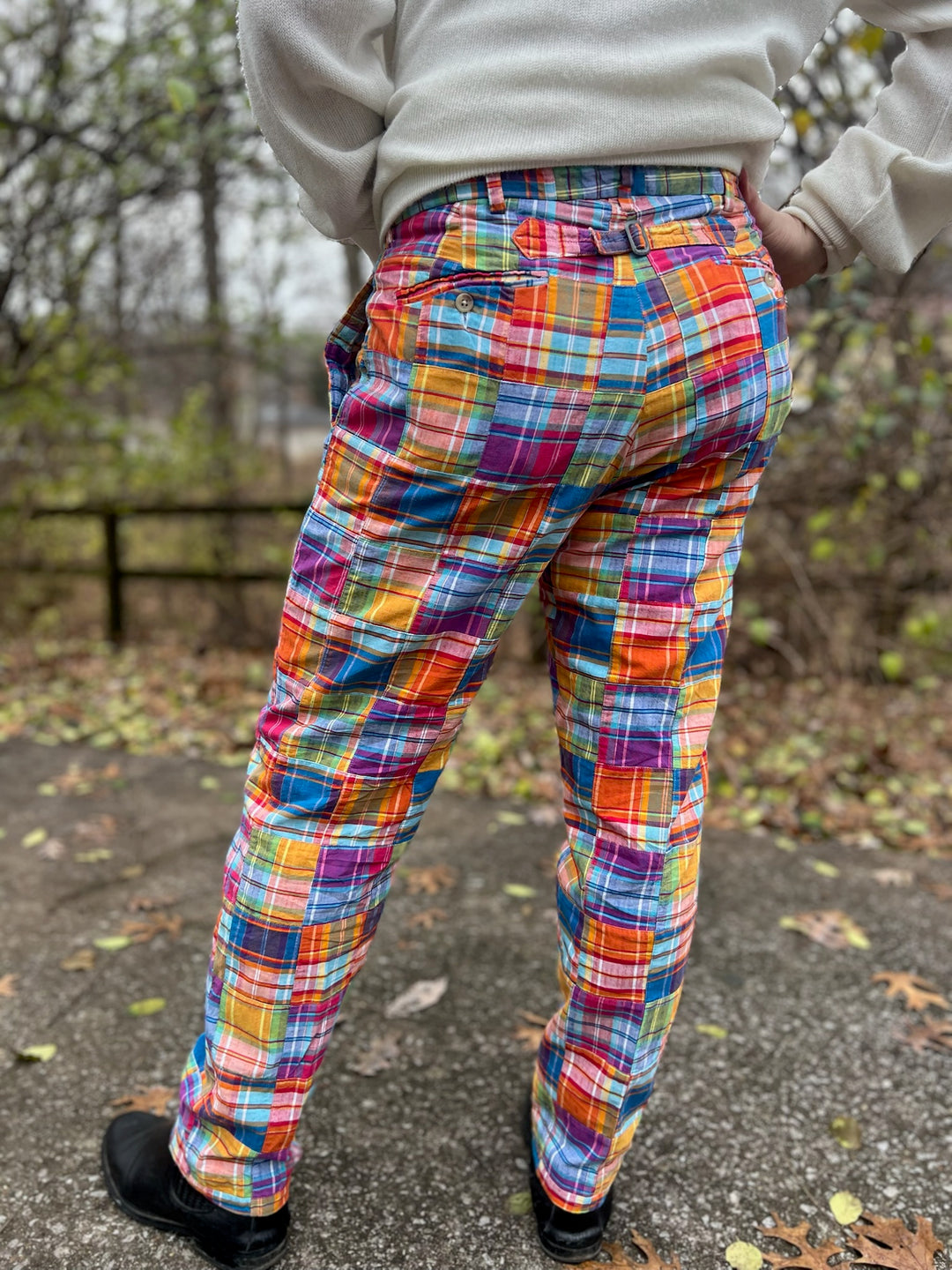 Men's Colorful Cotton Patchwork Pants, Polo