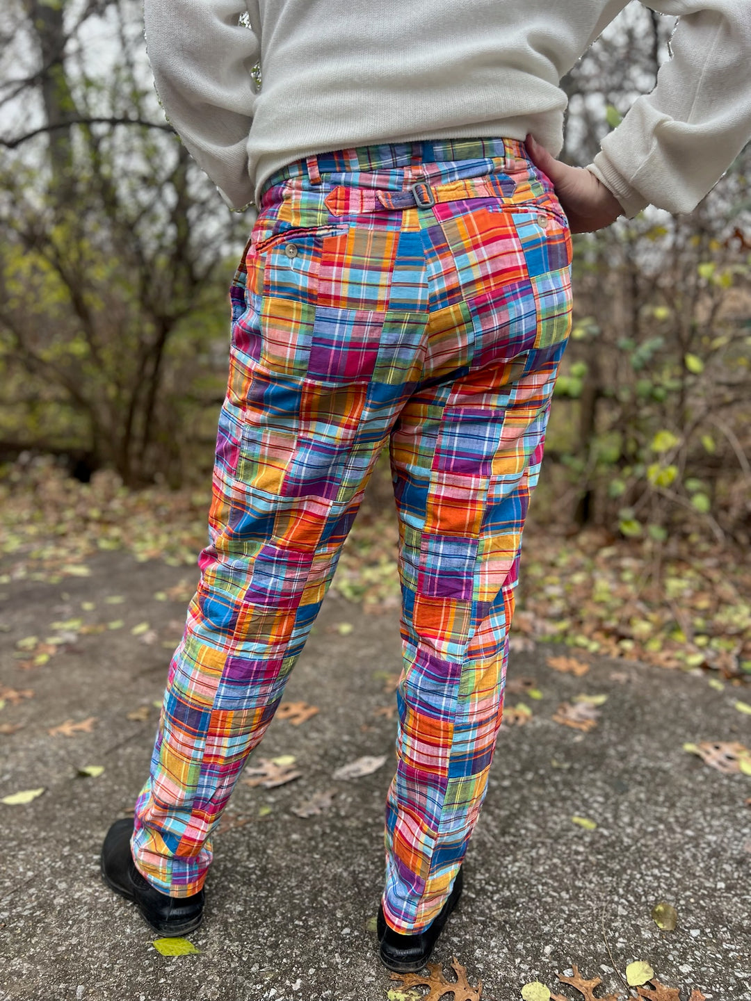 Men's Colorful Cotton Patchwork Pants, Polo