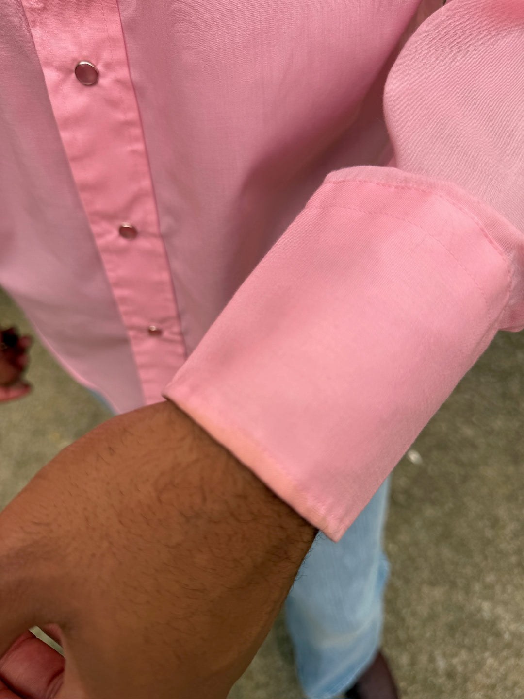 Men's Pink LS Western Shirt, Pink Floral Embroidery, Karman