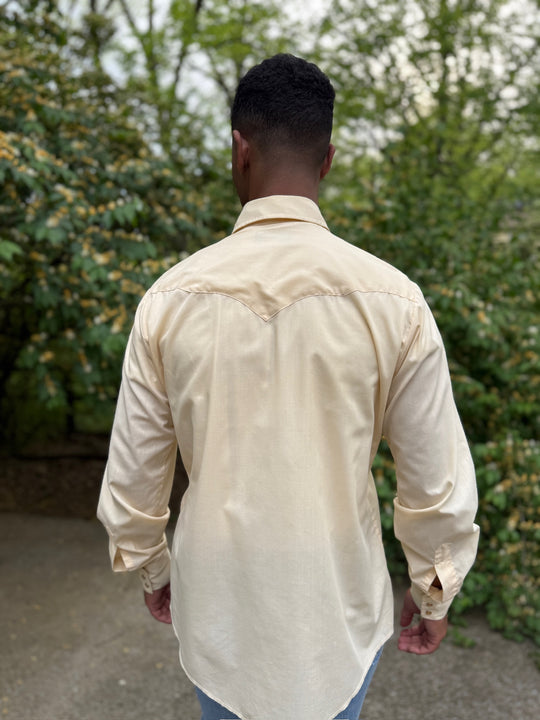 Men's Tan Western Shirt, Horseshoe Floral Embroidery, Champion Western
