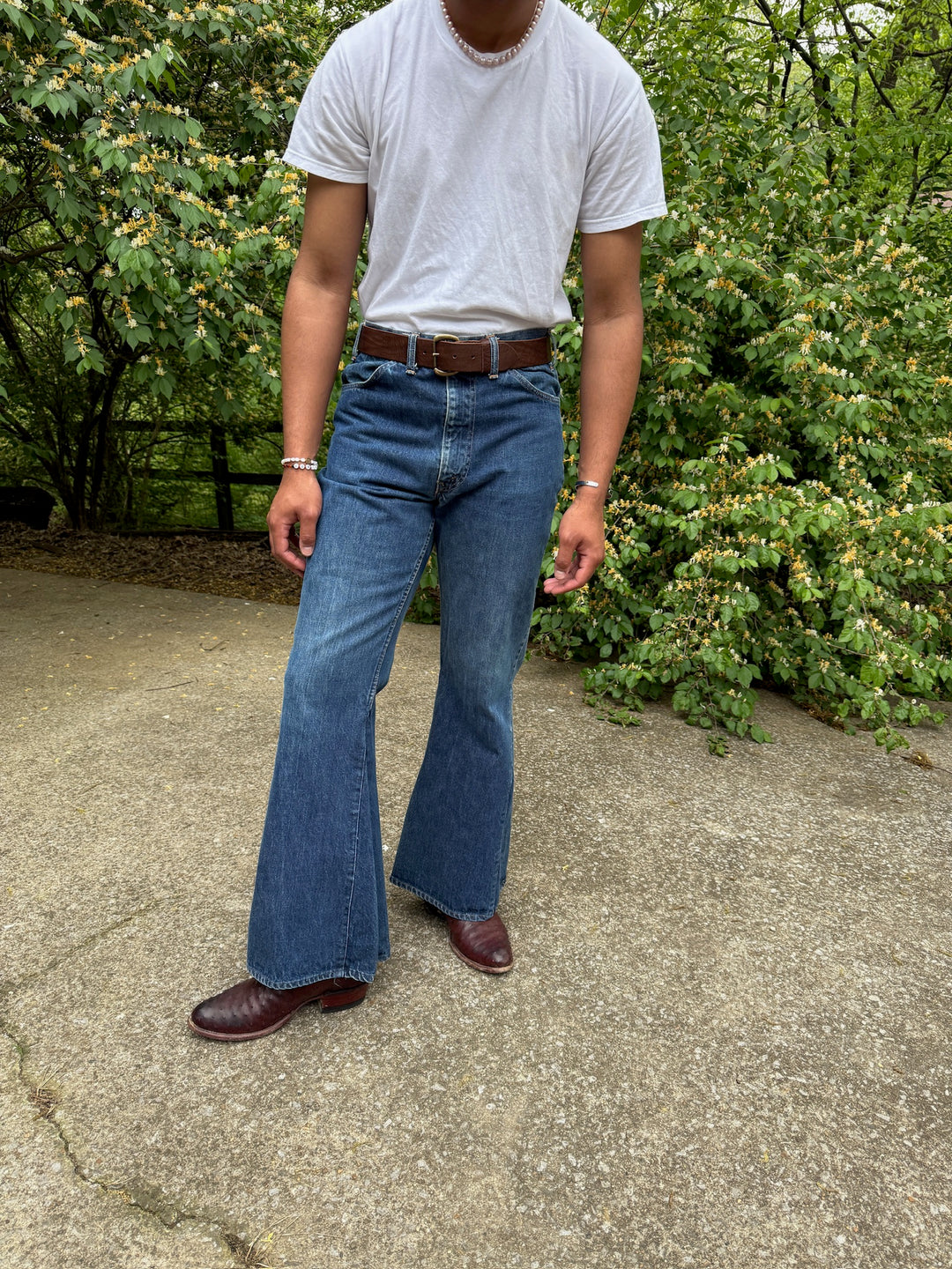 Vintage 70s Dark Wash Bell Bottom Jeans, Levis