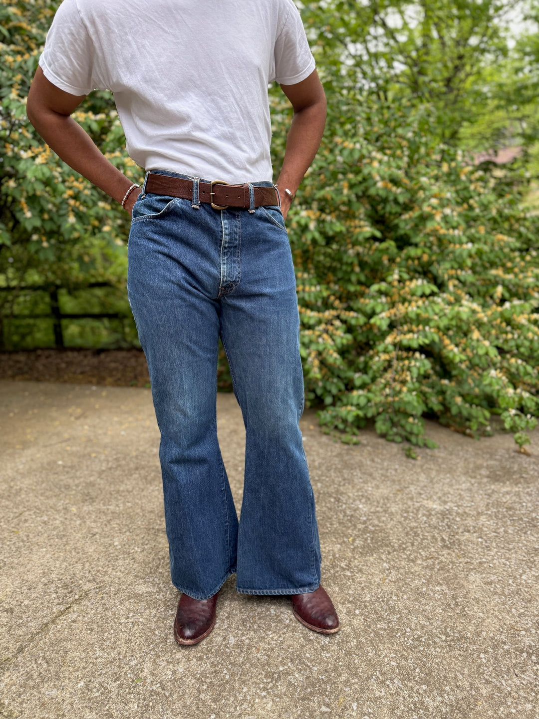 Vintage 70s Dark Wash Bell Bottom Jeans, Levis