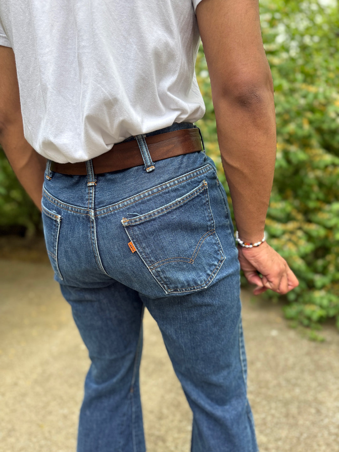 Vintage 70s Dark Wash Bell Bottom Jeans, Levis
