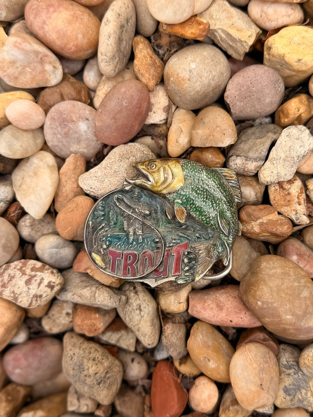 Brass Belt Buckle Fishing Trout, Great American Buckle Company