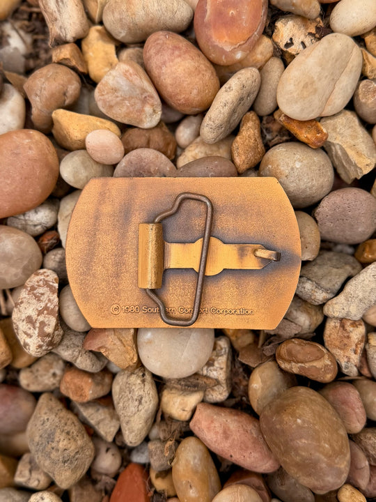 80s Belt Buckle: Old Countryside by Southern Comfort Corporation