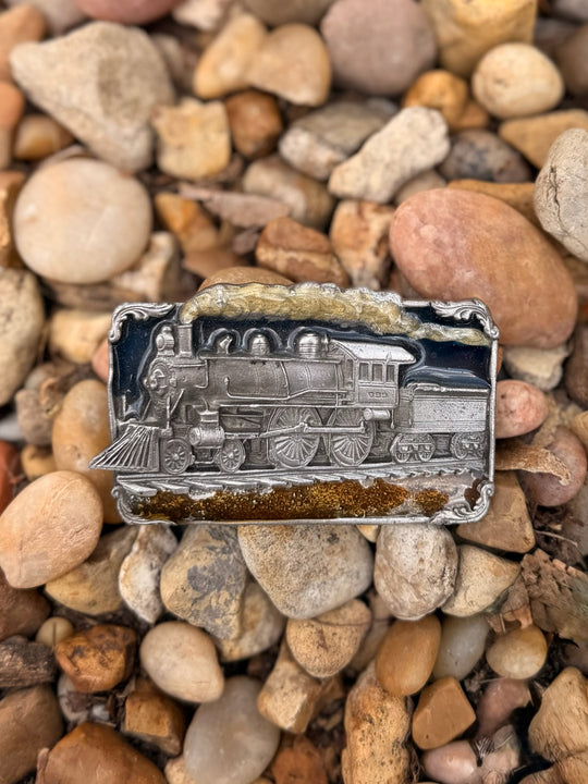 Belt Buckle: Colorful enameled Train By Siskiyou