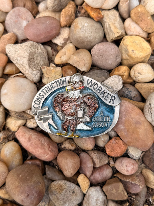 Belt Buckle: Construction Worker Eagle: Great American Buckle Company