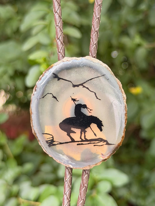 Brown Bolo Tie, End of the Trail Slide