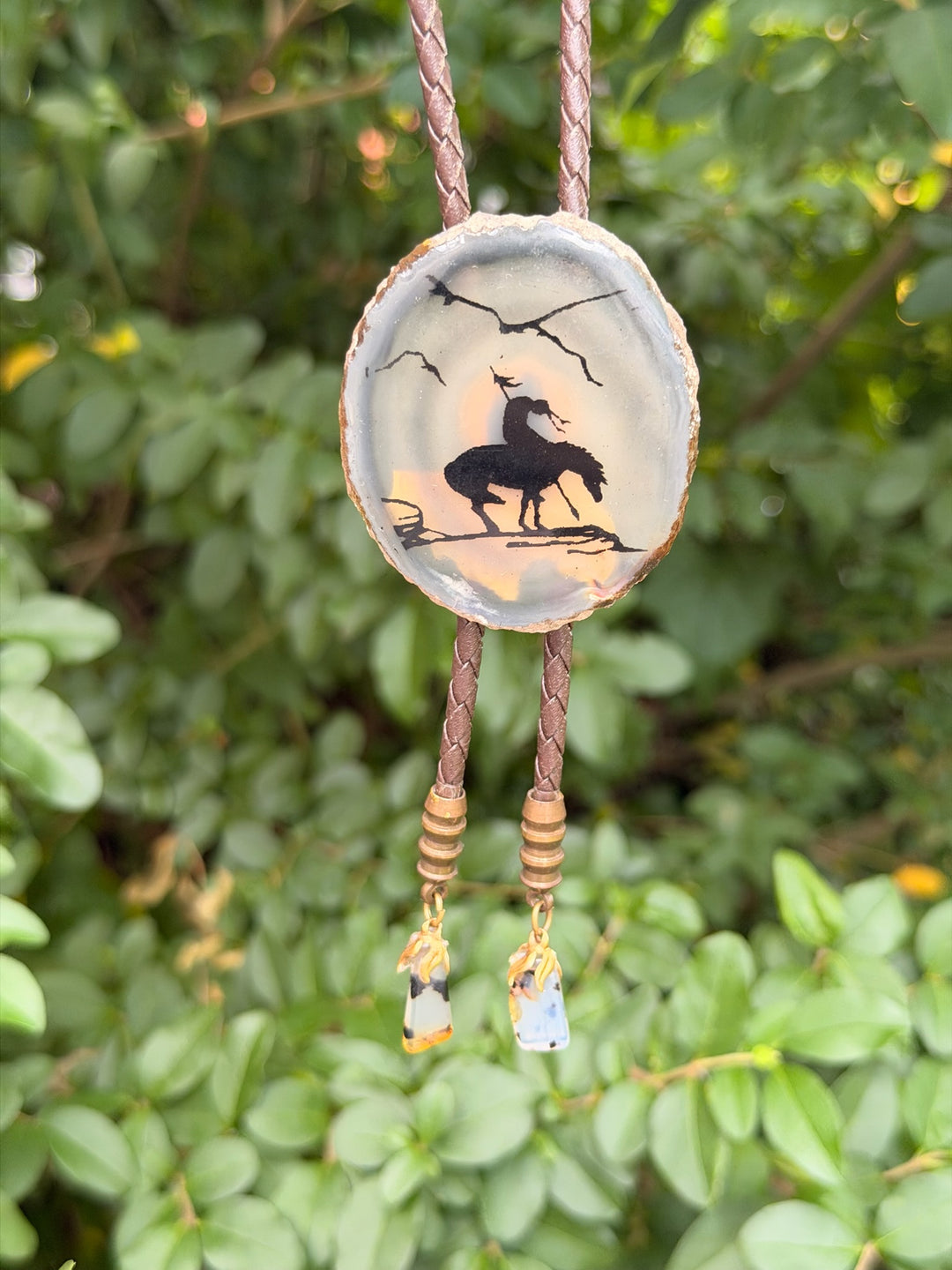 Brown Bolo Tie, End of the Trail Slide