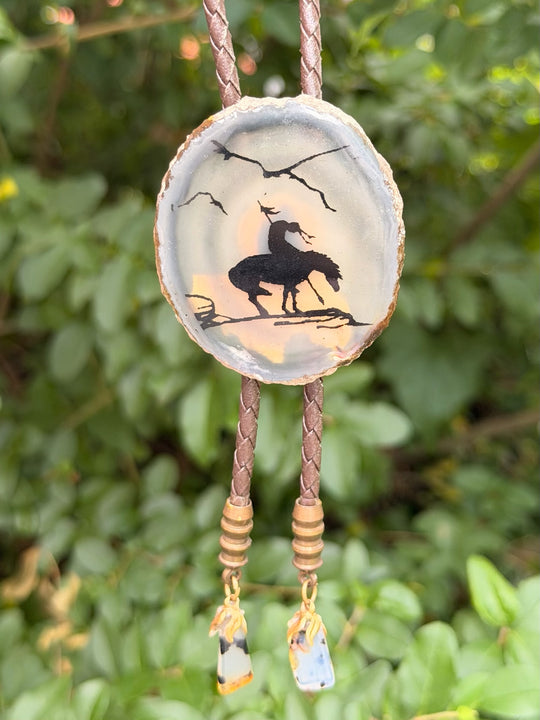 Brown Bolo Tie, End of the Trail Slide
