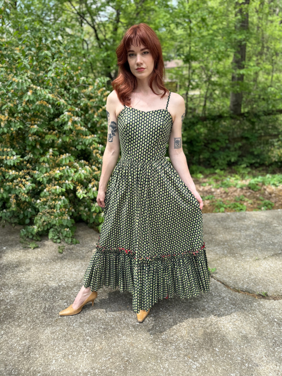 50s Green Red Cotton Print Sundress Jacket Set The Hip Zipper Nashville 50s Green Red Cotton Print Sundress Jacket Set The Hip Zipper Nashville
