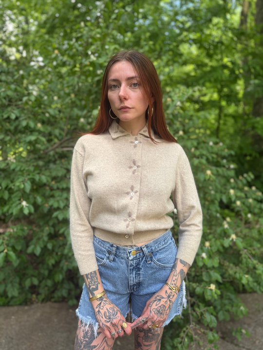 50s Tan Cardigan Sweater, Penney's