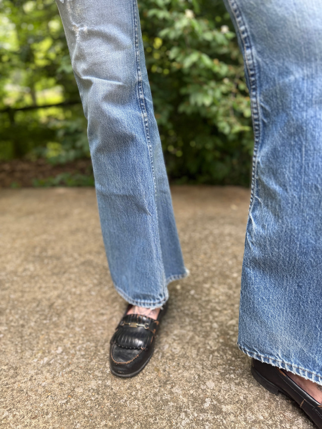 70s Orange Tab Bell Bottom Denim Jeans, Levis (Pair 1)