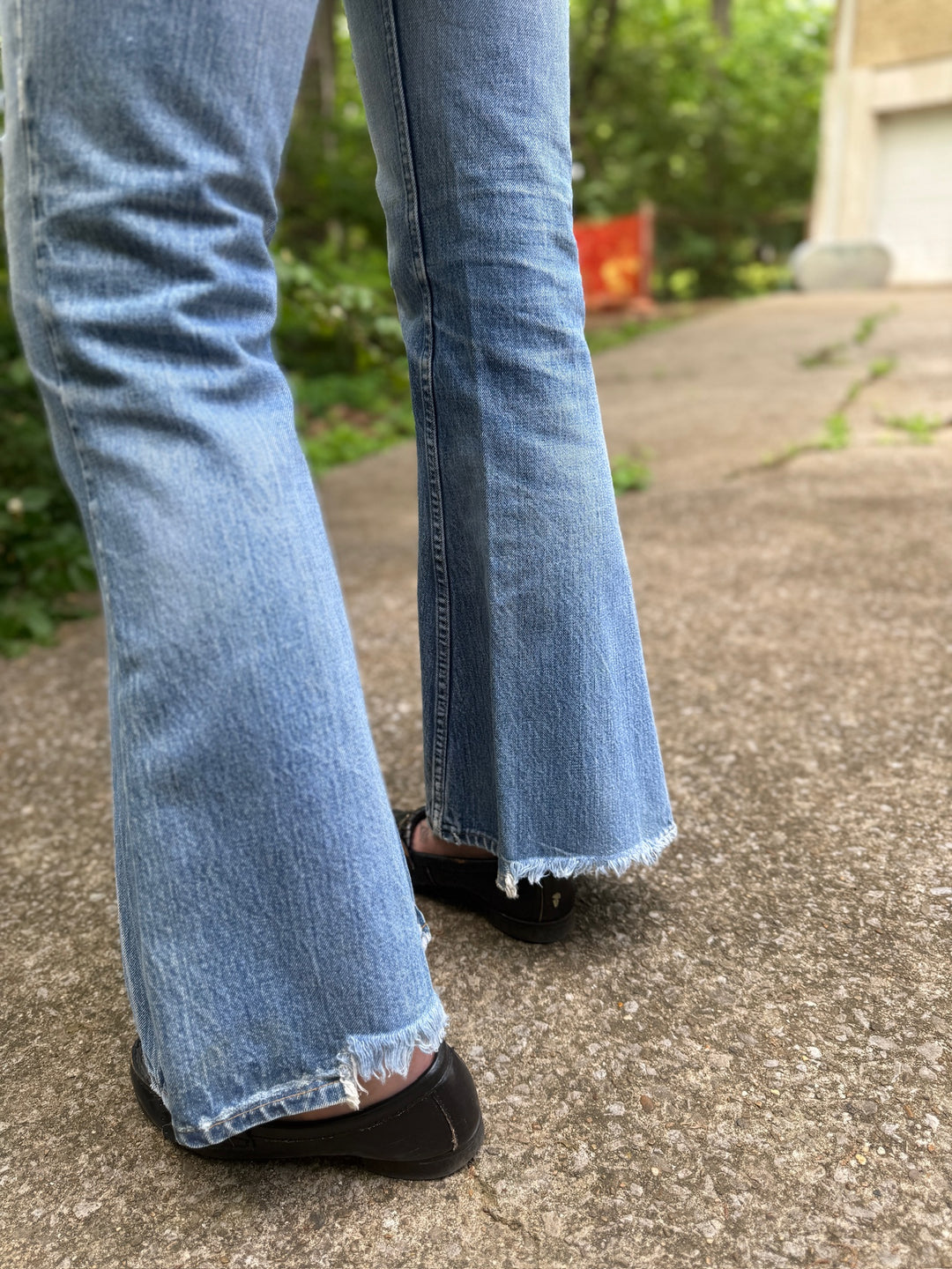 70s Orange Tab Bell Bottom Denim Jeans, Levis (Pair 1)