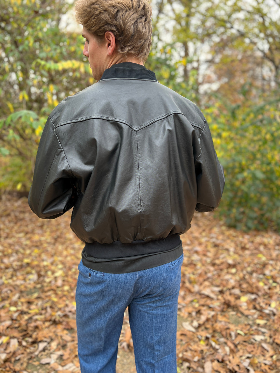 80s Vintage Black Brown Leather Jacket, Pioneer Wear