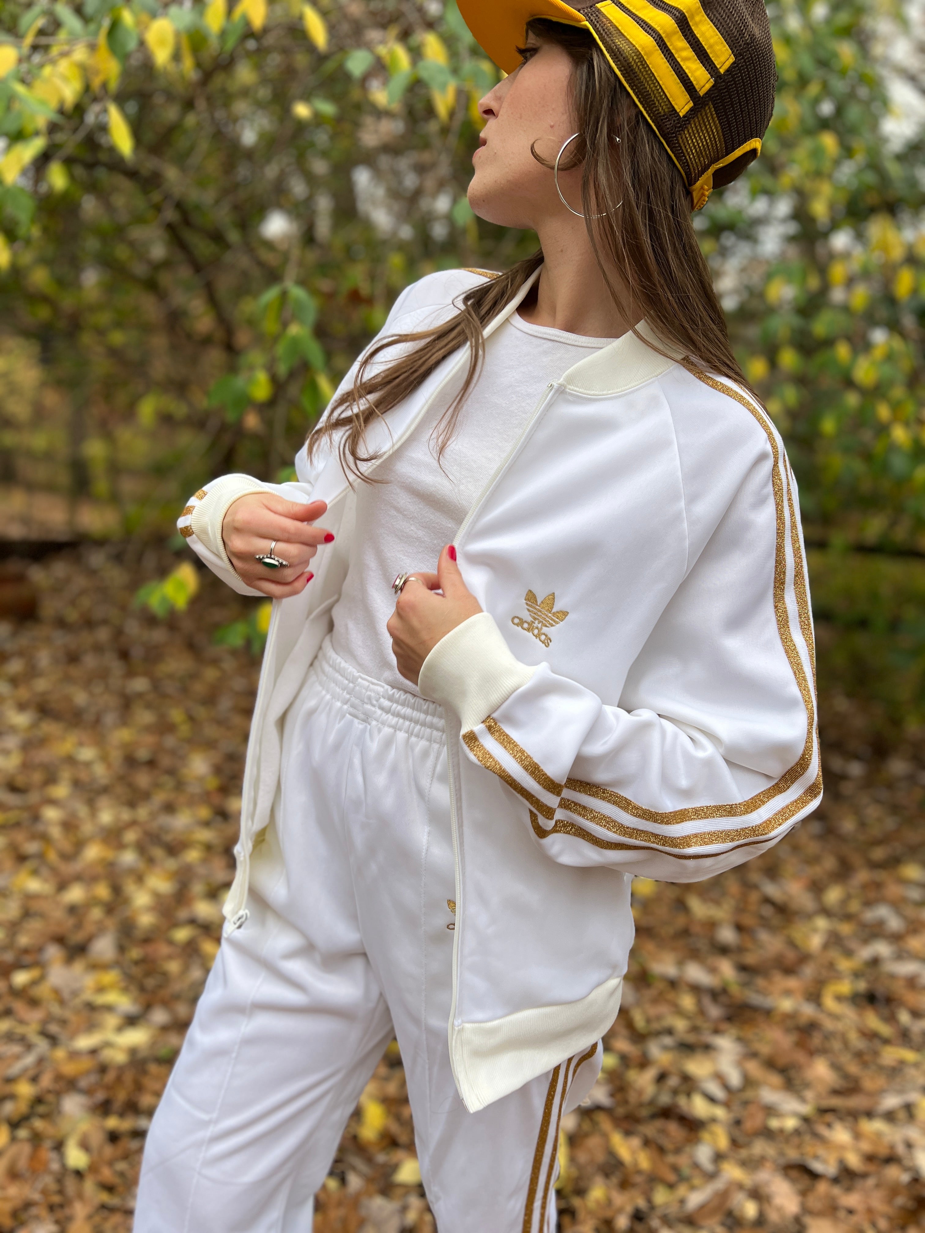 Full white adidas store tracksuit