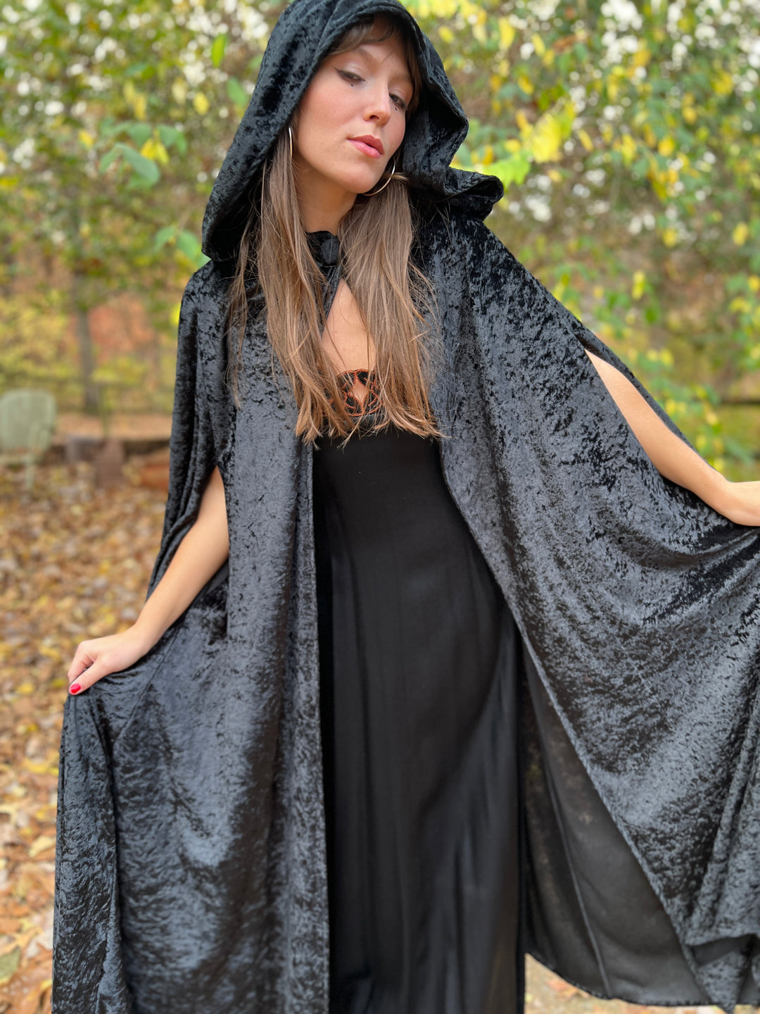 Black Vintage Hooded Cape Cloak, Custom Made