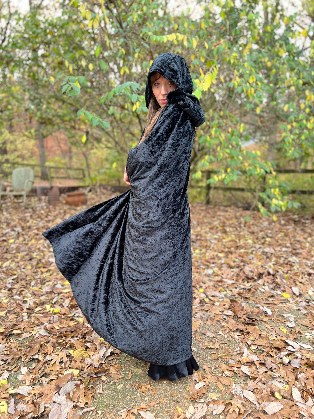 Black Vintage Hooded Cape Cloak, Custom Made