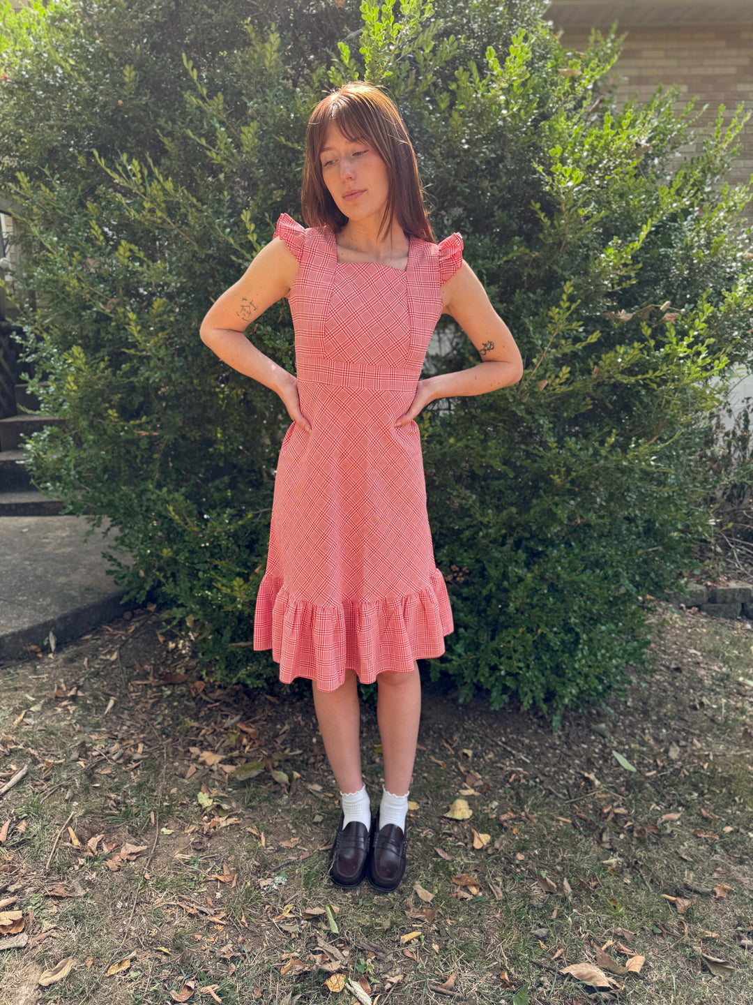 Red White Plaid Sundress, K9 Japan Style