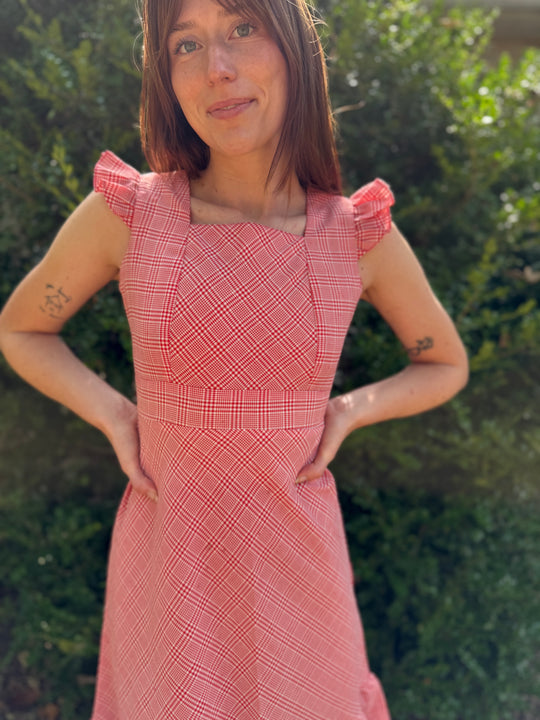 Red White Plaid Sundress, K9 Japan Style