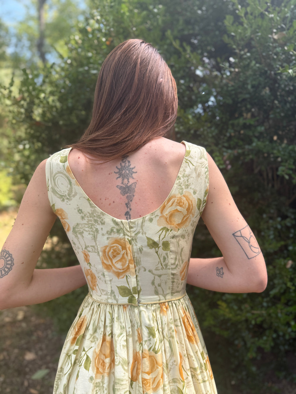 60s Gold Floral Cotton Sundress, Nelly Don