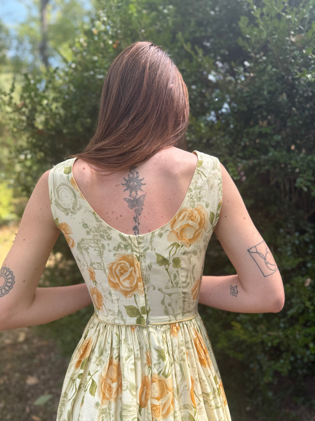 60s Gold Floral Cotton Sundress, Nelly Don