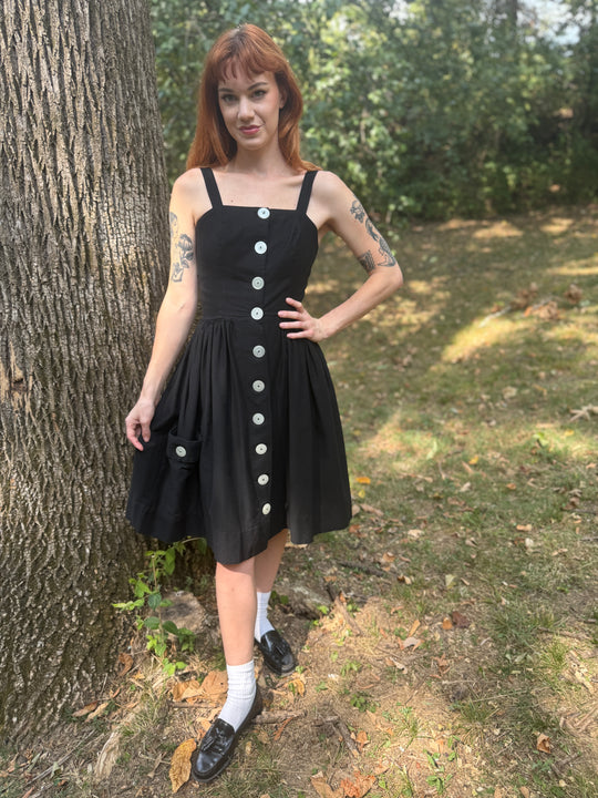 50s Black Piqué Sundress, Ramar of California