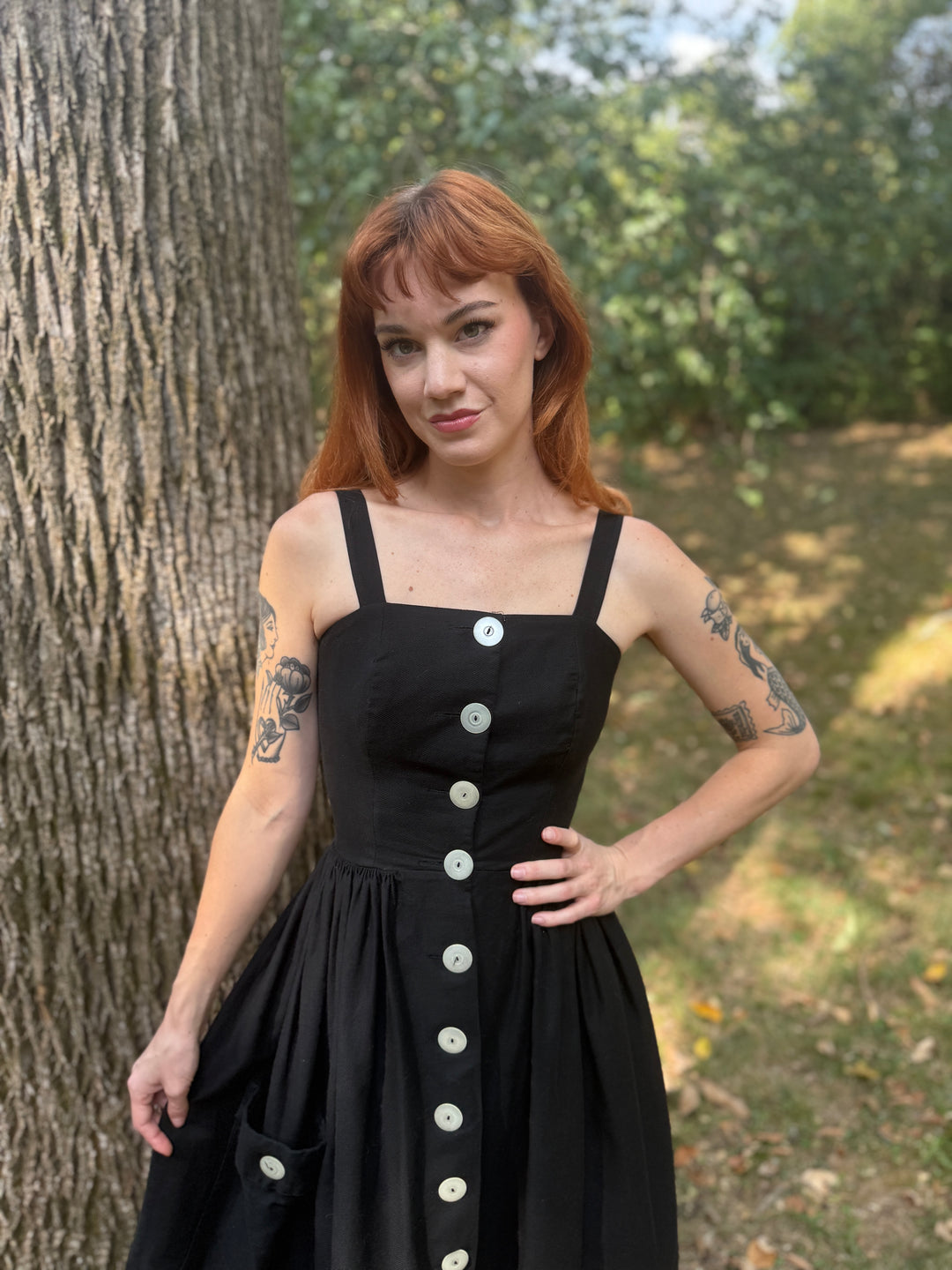 50s Black Piqué Sundress, Ramar of California
