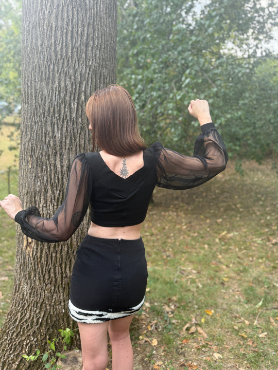80s Black Mini Skirt, Faux Fur Animal Print Trim, A. Smile Gelati