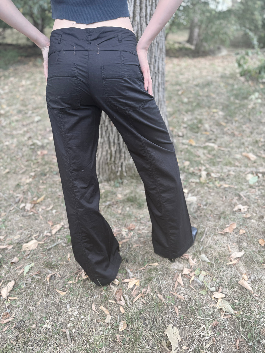 90s Black Lo Rise Pants, Burning Torch