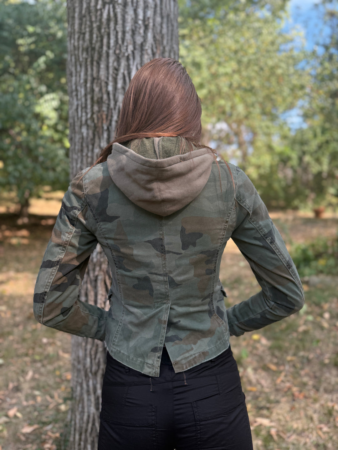 Y2k Camouflage Blazer with Hood, Bubblegum American Flavor