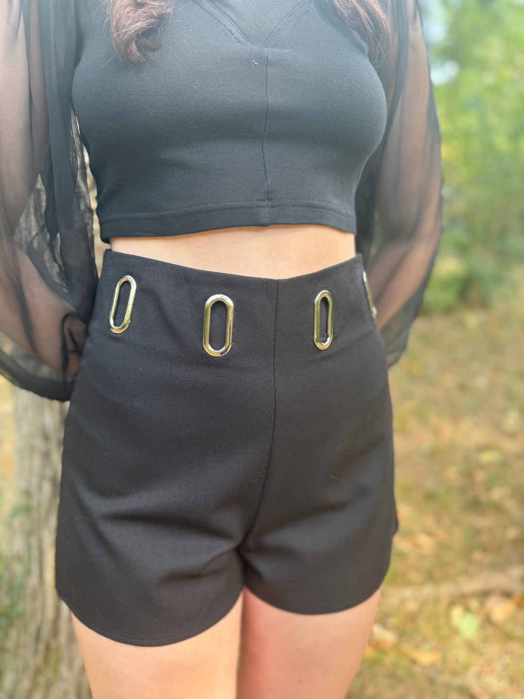 90s Black Shorts, Silver Grommets, Better Be
