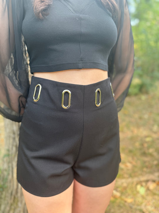 90s Black Shorts, Silver Grommets, Better Be