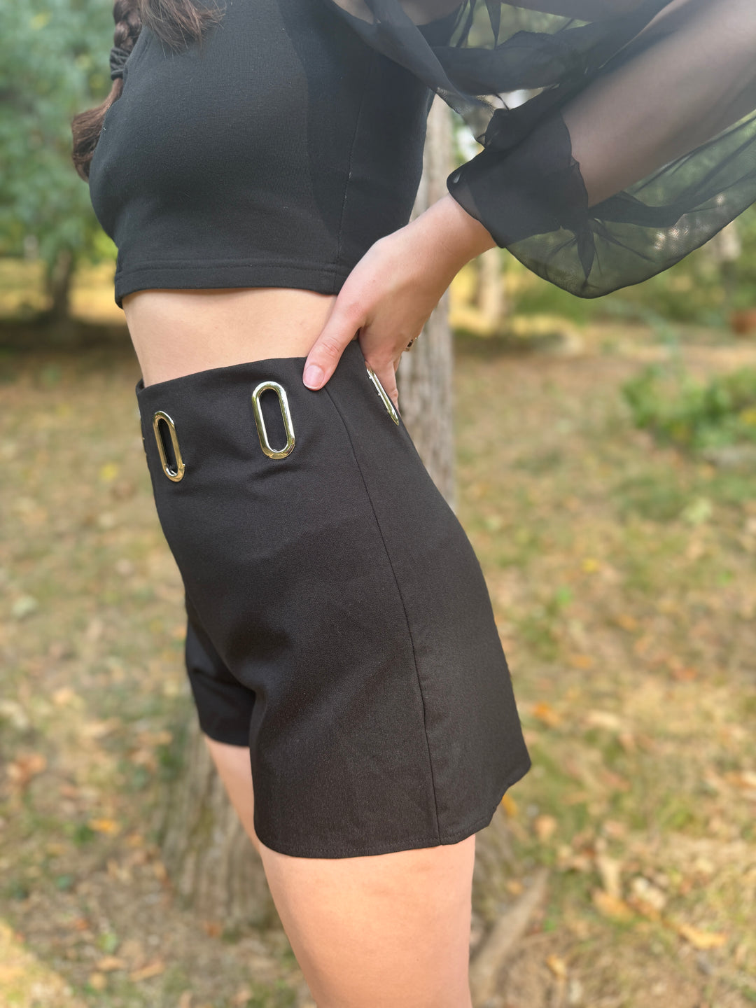 90s Black Shorts, Silver Grommets, Better Be
