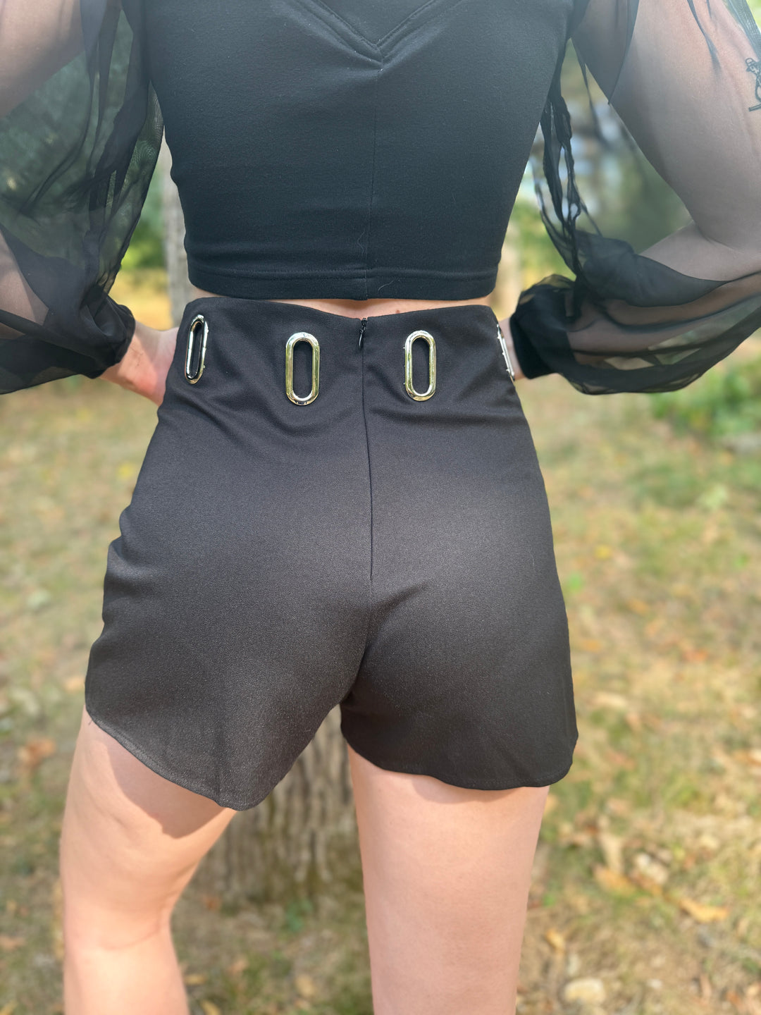 90s Black Shorts, Silver Grommets, Better Be