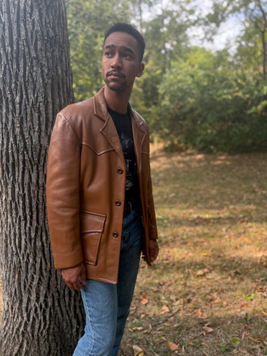 Men's Brown Western Deerskin Custom Leather Coat, Custom Coat Co, Inc.